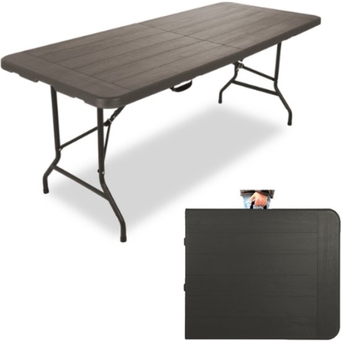 Rijoka Klaptafel Inklapbare Picknicktafel Vouwtafel | Houtlook Design | 75 x 180cm | Taupe