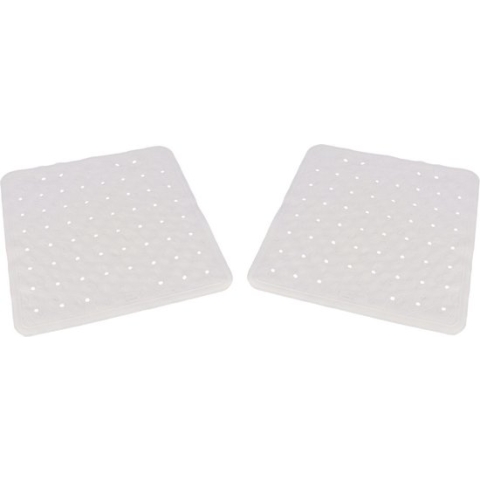 Set van 2x stuks witte anti-slip badmat/douchemat 54 x 54 cm vierkant -Douchecabine mat - Grip mat voor in douche of bad