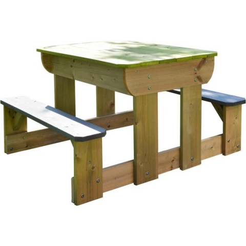 Multifunctionele robuste picknicktafel voor kinderen - 100 x 80 cm - Met zandtafel en watertafel - Kinder tuinset tafel met deksel en bankjes - FSC hout