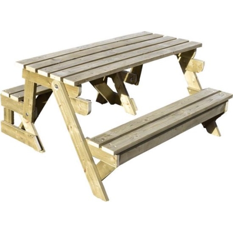 Picknicktafel en Bank - 2 in 1 inklapbare picknicktafel - Vuren hout 2-4 personen - Compleet gemonteerd afgeleverd!