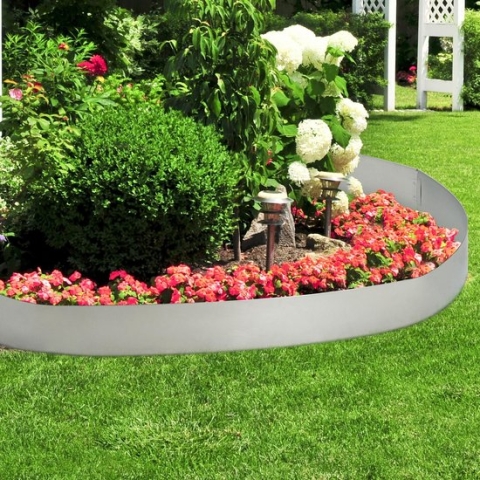 Borderrand set van 15 palissade staal verzinkt zilverkleurig 15 m