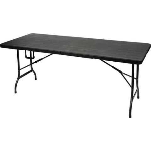 Perel Klaptafel, inklapbaar, weerbestendig, handgreep, houtlook, maximaal 100 kg, zwart