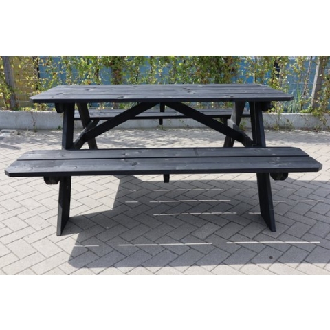 Picknick tafel van zwart steigerhout 180x200x78cm