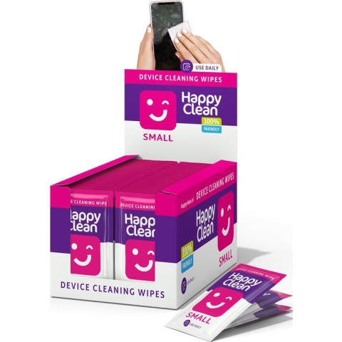 Happy Clean Singlepack reinigingsdoekjes - 100 stuks - beeldschermdoekjes voor kleine devices o.a. telefoon/tablet - 100 schermdoekjes per verpakking