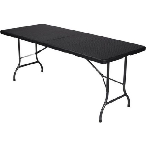 Perel Klaptafel, inklapbaar, weerbestendig, handgreep, rotanlook, maximaal 100 kg, zwart