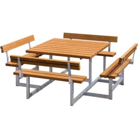 Picknicktafel vuren - Picknick vierkant gegrond teak 224 x 224 x 76 cm