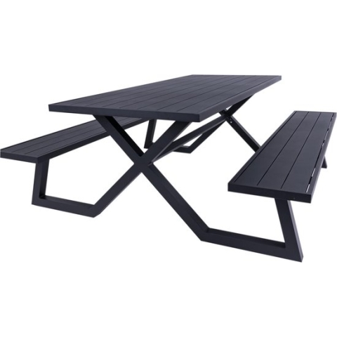 MaximaVida luxe aluminium picknicktafel Dex 200 cm zwart met exclusieve omlijsting