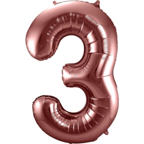 Folat - Folieballon Cijfer 3 Brons - 86 cm