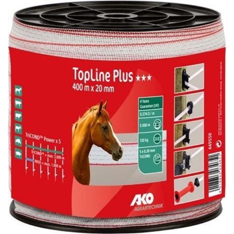 AKO TopLine Plus schriklint wit/rood 2cm-400m