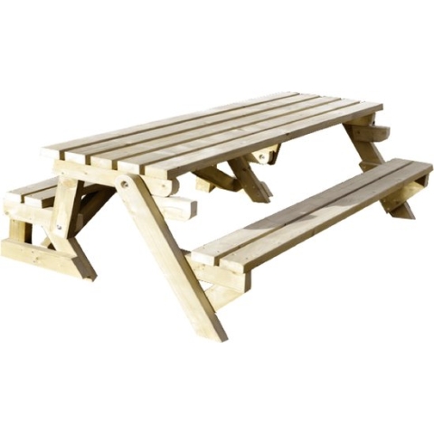 Picknicktafel en Bank - 2in1 inklapbare picknicktafel - Vuren hout 3-6 personen - Compleet gemonteerd afgeleverd!