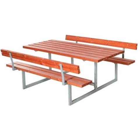 Picknickset vuren geimpregneerd - Basic gegrond teak 2 rugleuningen 184 x 177 x 75 cm