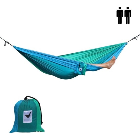 (Reis)Hangmat XXL - 2 Persoons - Parachutestof - Ocean