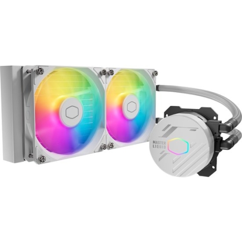 Cooler Master MasterLiquid 240L Core ARGB waterkoeler - Wit - 2 x 120 mm RGB fans, 240 mm radiator, Intel: LGA1700 / 1200 / 115X / 2066 /2011-3 AMD: AM5 / AM4 / AM3(+) / AM2(+)