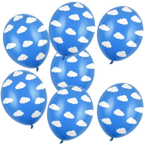 Thema feest ballonnen 24x stuks blauwe aarde/wolken/lucht 30 cm