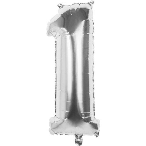 Boland - Folieballon '1' zilver (86 cm) 1 - Zilver - Cijfer ballon