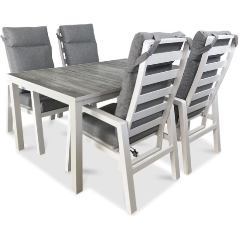 Hartman - 5-delige tuinset - Comino tuintafel 160cm - Como Dining verstelbare tuinstoel - Wit