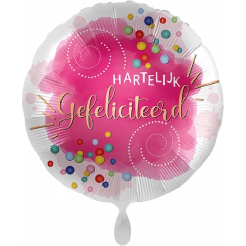 Everloon - Folieballon - Hartelijk Gefeliciteerd - 43cm - Voor Verjaardag