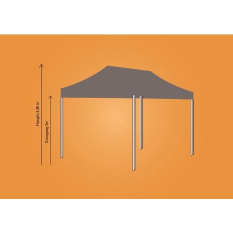 Plooitent 3x4,5 - Vouwtent 3x4,5 - Easy Up 3x4,5 - ALU - Kleur: ZAND