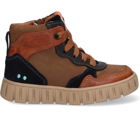 Bunnies JR 222660-513 Jongens Hoge Sneakers - Bruin - Leer - Veters