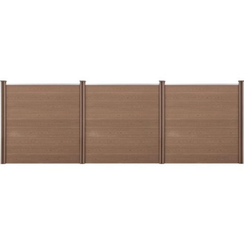 HKC Schuttingpaneel met 4 palen 183x531 cm bruin