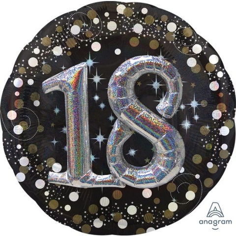 Amscan Ballon 18 Jaar Zwart/goud 81 Cm