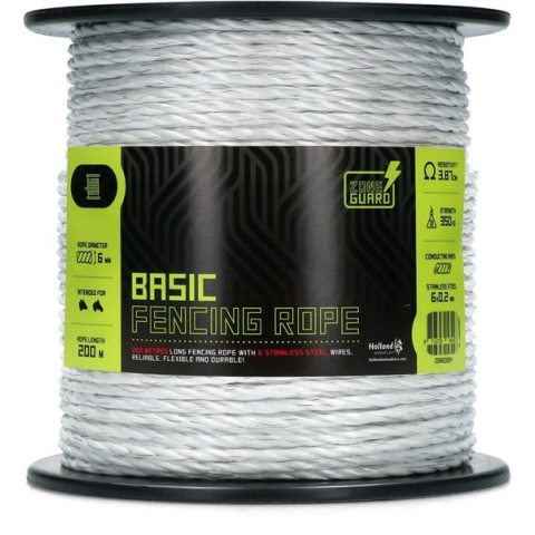 ZoneGuard 6 mm Basic afrasteringskoord wit 200 m