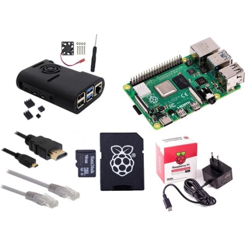 Raspberry Pi 4 - 4Gb - Fan kit - 2019 - standaard inclusief heatsinks, ventilator en 3A voeding