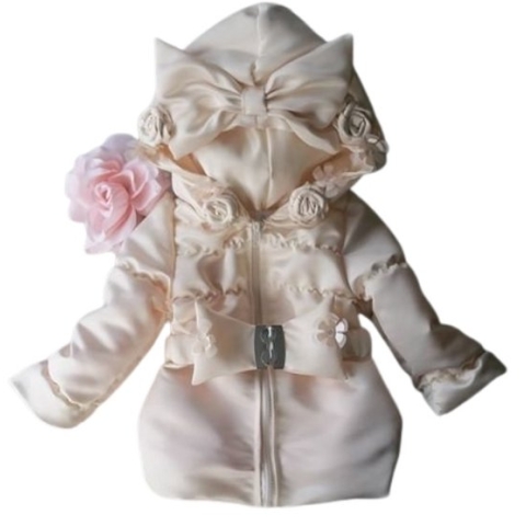maat 56 creme zomerjas met roosjes jasje voor baby jas zomer met riem en strik voorjaar jas babyjas met riem