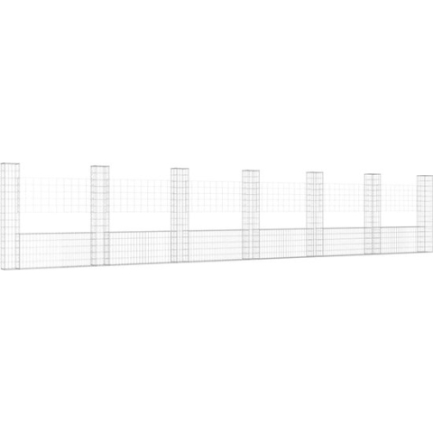 vidaXL-Schanskorf-U-vormig-met-7-palen-740x20x150-cm-ijzer