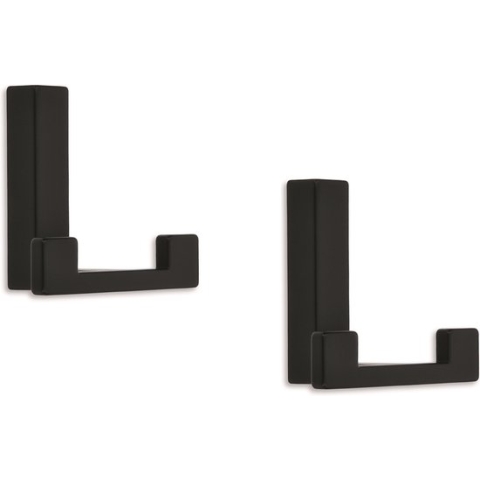 4x Luxe kapstokhaken / jashaken modern zwart met dubbele haak - hoogwaardig metaal - 4 x 6,1 cm - metalen kapstokhaakjes / garderobe haakjes