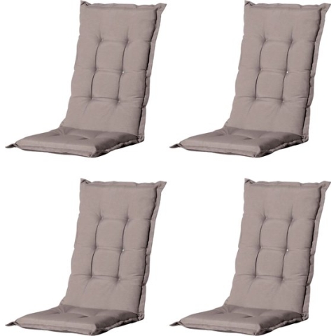 Madison - Tuinkussen - Universeel - Hoge Rug - 4 st. - Basic Taupe - 123x50cm - Taupe - Tuinstoelkussens - Standenstoel