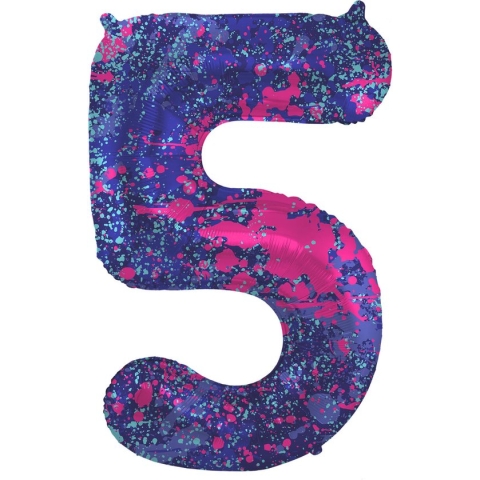 Folat - Folieballon Cijfer 5 Paint Splash - 86 cm