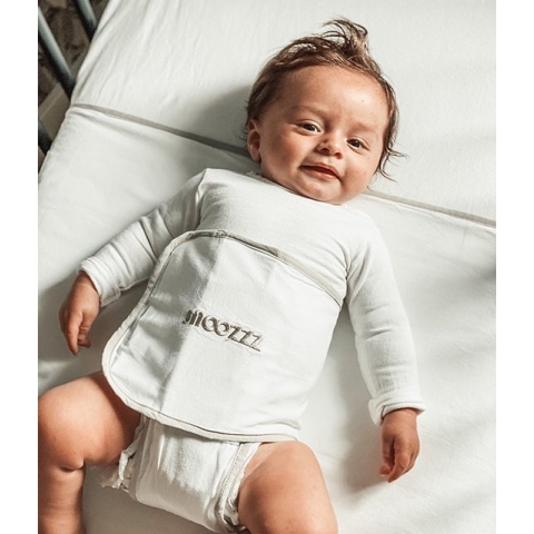 Snoozzz Slaapwikkel Regular - Baby Slaaphulp - voorkomt voorkeurshouding - geschikt voor wieg en ledikant - 0+ maanden - Wit/Grijs - 180 x 50 cm