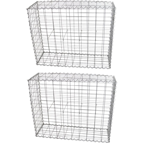 Schanskorf muur - Set: 2 - Afmetingen: 100x80x30 cm - Gabion schanskorven tuin