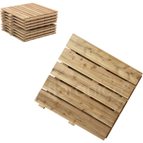 Floranica Houten terrastegels 5m2 20 stuks 50x50 cm Larikshout Onbehandeld Sauna terras of balkonvloer Houten tuintegels Gefreesd oppervlak EU product