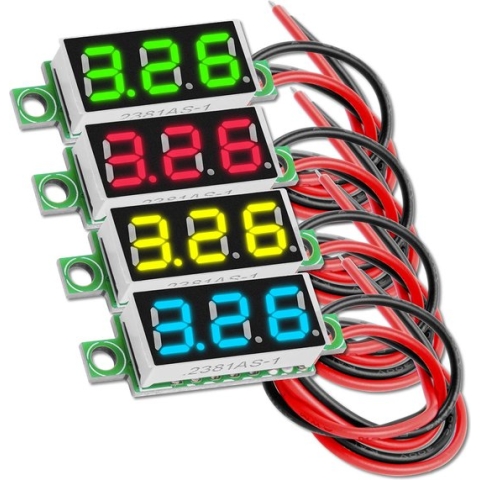 AZDelivery 0.28 Inch Mini Digitale Voltmeter met 7 Segmenten LED Display 2.5V - 30V, Voltage Display Voltage Meetmodule 4 Kleuren Display compatibel met Arduino Inclusief E-Book! 1