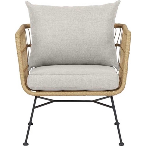 Lisomme Dax rotan tuinstoel naturel met kussens beige
