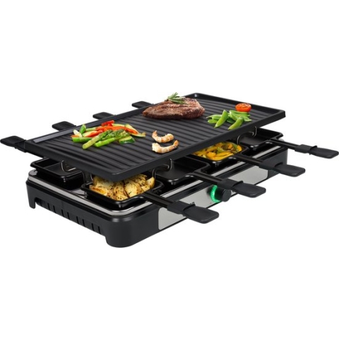 Tristar Gourmetstel RA-2746 - Gourmetset Raclette 8 personen - Met regelbare thermostaat - Zwart/RVS