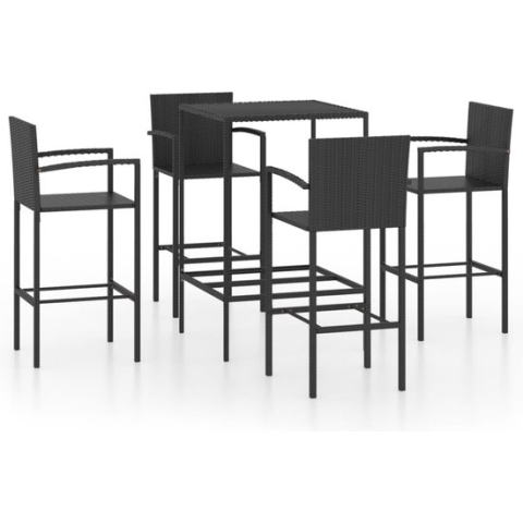 vidaXL-5-delige-Tuinbarset-poly-rattan-zwart