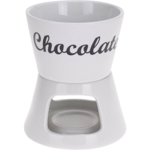 Excellent Houseware Chocoladefondue - 12,5 x 15,5 cm - wit - met vorken