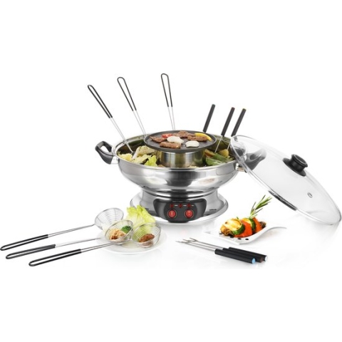 Emerio HPS-121313 -  Fondue SET - 6 Persoons - Inhoud 4L - Temperatuur Instelbaar - Roestvrijstaal