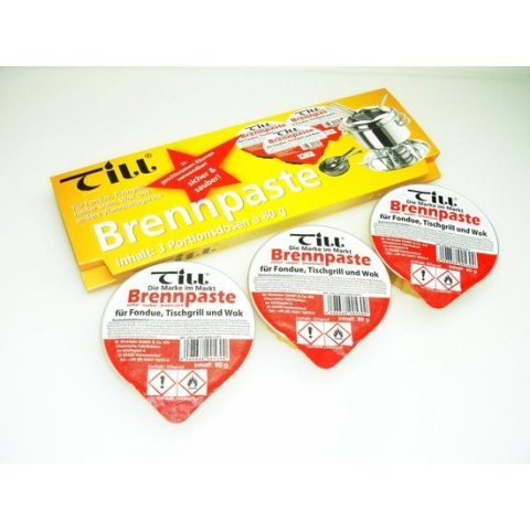 Brandpasta - pure reukloze kwaliteit - Set van 3 kuipjes a 80 gram - voor elke Fondue-brander - schone en veilige Duitse kwaliteit