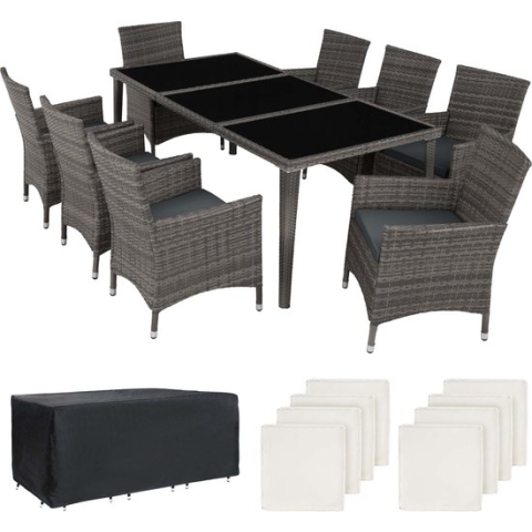 Wicker zitgroep tuinset Monaco - incl. beschermhoes - grijs - 403084
