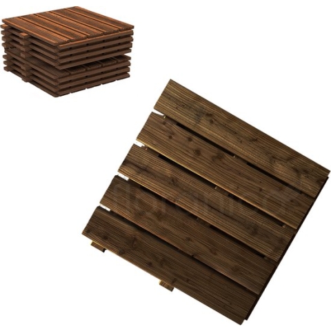 Floranica Houten terrastegels 2,5m2 10 stuks 50x50 cm Geïmpregneerd larikshout Bruin Sauna terras of balkonvloer Houten tuintegels Gefreesd oppervlak EU product