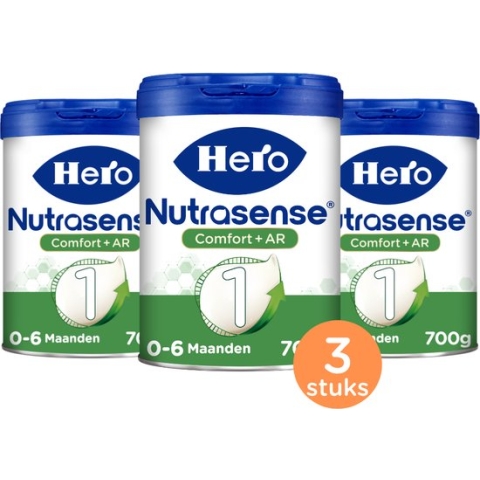 Hero Nutrasense Comfort+ AR Zuigelingenvoeding 1 (0-6 Maanden) - Flesvoeding - 3 x 700gr - Palmolievrij