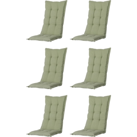 Madison - Tuinkussen - Universeel - Hoge Rug - 6 st. - Panama Sage - 123x50cm - Groen - Tuinstoelkussens - Standaardstoel