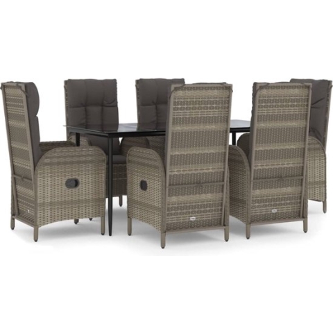 vidaXL-7-delige-Tuinset-met-kussens-poly-rattan-zwart-en-grijs