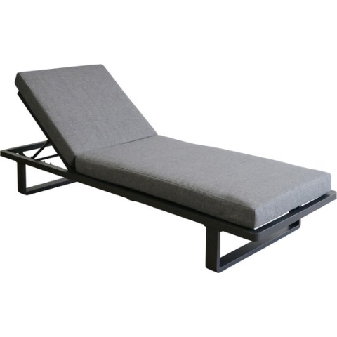 Ligbed Sint Maarten | met kussen | Black | Aluminium & Textileen
