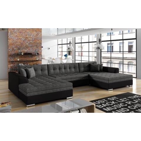Hoekbank - Vento - Grijs - Zwart - Slaapfunctie - U - 355 x 165 cm
