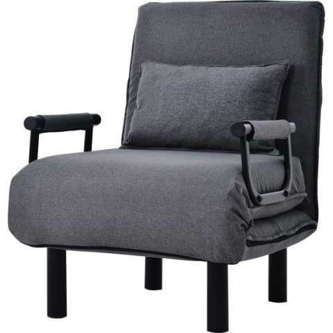 Merax Fauteuil Slaapbank - Uitklapbare 1 Persoonsbed of Slaapstoel - Zetelbed - Zeer Comfortabele Vouwbed - Grijs
